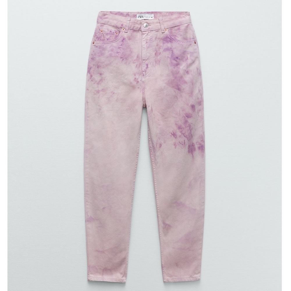 Pink tie die mom fit jeans